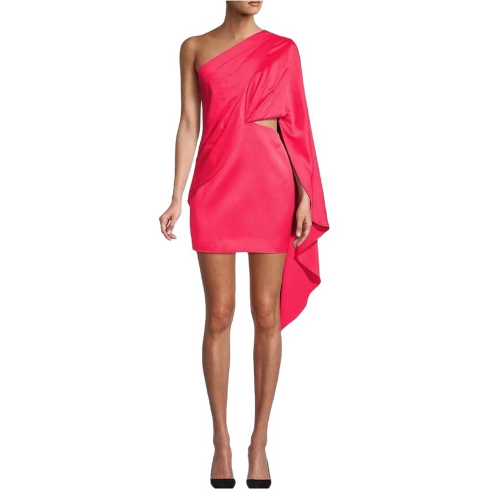 NWT Significant Other Anne One Shoulder Draped Cut Out Pink Satin Dress US 6